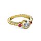 2 - Azalea Pink Tourmaline and Lab Grown Diamond Three Stone Engagement Ring 