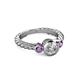 2 - Azalea Amethyst and Lab Grown Diamond Three Stone Engagement Ring 