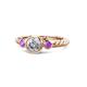 1 - Azalea Amethyst and Lab Grown Diamond Three Stone Engagement Ring 