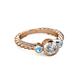 2 - Azalea Blue Topaz and Lab Grown Diamond Three Stone Engagement Ring 