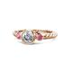 1 - Azalea Rhodolite Garnet and Lab Grown Diamond Three Stone Engagement Ring 