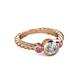 2 - Azalea Rhodolite Garnet and Lab Grown Diamond Three Stone Engagement Ring 