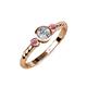 3 - Azalea Rhodolite Garnet and Lab Grown Diamond Three Stone Engagement Ring 