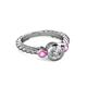 2 - Azalea Pink Sapphire and Lab Grown Diamond Three Stone Engagement Ring 