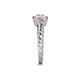 5 - Azalea Pink Sapphire and Lab Grown Diamond Three Stone Engagement Ring 