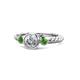 1 - Azalea Green Garnet and Lab Grown Diamond Three Stone Engagement Ring 