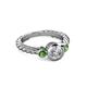 2 - Azalea Green Garnet and Lab Grown Diamond Three Stone Engagement Ring 