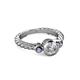 2 - Azalea Iolite and Lab Grown Diamond Three Stone Engagement Ring 
