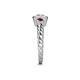 5 - Azalea Red Garnet and Lab Grown Diamond Three Stone Engagement Ring 