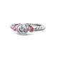 1 - Azalea Rhodolite Garnet and Lab Grown Diamond Three Stone Engagement Ring 