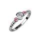 3 - Azalea Rhodolite Garnet and Lab Grown Diamond Three Stone Engagement Ring 