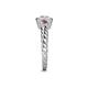 5 - Azalea Rhodolite Garnet and Lab Grown Diamond Three Stone Engagement Ring 