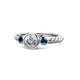 1 - Azalea Blue Diamond and White Lab Grown Diamond Three Stone Engagement Ring 