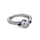 2 - Azalea Blue Diamond and White Lab Grown Diamond Three Stone Engagement Ring 