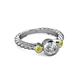 2 - Azalea Yellow Diamond and White Lab Grown Diamond Three Stone Engagement Ring 