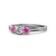 1 - Irina 0.50 ctwLab Grown Diamond With Side Pink Sapphire Three Stone Engagement Ring 