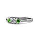 1 - Irina 0.54 ctwLab Grown Diamond With Side Green Garnet Three Stone Engagement Ring 