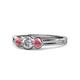 1 - Irina 0.47 ctwLab Grown Diamond With Side Pink Tourmaline Three Stone Engagement Ring 