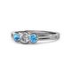 1 - Irina 0.49 ctwLab Grown Diamond With Side Blue Topaz Three Stone Engagement Ring 