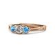 1 - Irina 0.49 ctwLab Grown Diamond With Side Blue Topaz Three Stone Engagement Ring 
