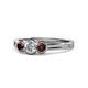 1 - Irina 0.54 ctwLab Grown Diamond With Side Red Garnet Three Stone Engagement Ring 