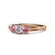 1 - Irina 0.54 ctwLab Grown Diamond With Side Rhodolite Garnet Three Stone Engagement Ring 