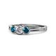 1 - Irina 0.49 ctwLab Grown Diamond With Side Blue Diamond Three Stone Engagement Ring 