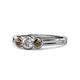 1 - Irina 0.49 ctwLab Grown Diamond With Side Smoky Quartz Three Stone Engagement Ring 