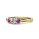 1 - Irina 0.47 ctwLab Grown Diamond With Side Amethyst Three Stone Engagement Ring 