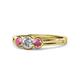 1 - Irina 0.54 ctwLab Grown Diamond With Side Rhodolite Garnet Three Stone Engagement Ring 