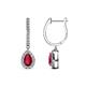 1 - Ilona 1.00 ctw Ruby Pear Shape (5x3 mm) with accented Diamond Halo Dangling Earrings 