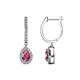 1 - Ilona 0.98 ctw Pink Tourmaline Pear Shape (5x3 mm) with accented Diamond Halo Dangling Earrings 