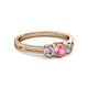 2 - Irina Pink Tourmaline and Lab Grown Diamond Three Stone Engagement Ring 