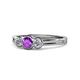 1 - Irina Amethyst and Lab Grown Diamond Three Stone Engagement Ring 