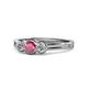 1 - Irina Rhodolite Garnet and Lab Grown Diamond Three Stone Engagement Ring 