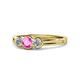 1 - Irina Pink Sapphire and Lab Grown Diamond Three Stone Engagement Ring 