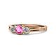 1 - Irina Pink Sapphire and Lab Grown Diamond Three Stone Engagement Ring 