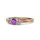 1 - Irina Amethyst and Lab Grown Diamond Three Stone Engagement Ring 