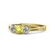 1 - Irina Yellow Diamond and White Lab Grown Diamond Three Stone Engagement Ring 