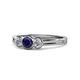 1 - Irina Blue Sapphire and Lab Grown Diamond Three Stone Engagement Ring 