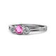 1 - Irina Pink Sapphire and Lab Grown Diamond Three Stone Engagement Ring 