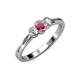 3 - Irina Rhodolite Garnet and Lab Grown Diamond Three Stone Engagement Ring 