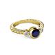 2 - Azalea Blue Sapphire and Lab Grown Diamond Three Stone Engagement Ring 