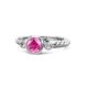 1 - Azalea Pink Sapphire and Lab Grown Diamond Three Stone Engagement Ring 