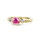 1 - Azalea Pink Sapphire and Lab Grown Diamond Three Stone Engagement Ring 