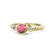 1 - Azalea Rhodolite Garnet and Lab Grown Diamond Three Stone Engagement Ring 