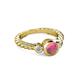 2 - Azalea Rhodolite Garnet and Lab Grown Diamond Three Stone Engagement Ring 