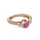 2 - Azalea Rhodolite Garnet and Lab Grown Diamond Three Stone Engagement Ring 
