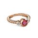 2 - Azalea Ruby and Lab Grown Diamond Three Stone Engagement Ring 