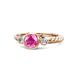 1 - Azalea Pink Sapphire and Lab Grown Diamond Three Stone Engagement Ring 